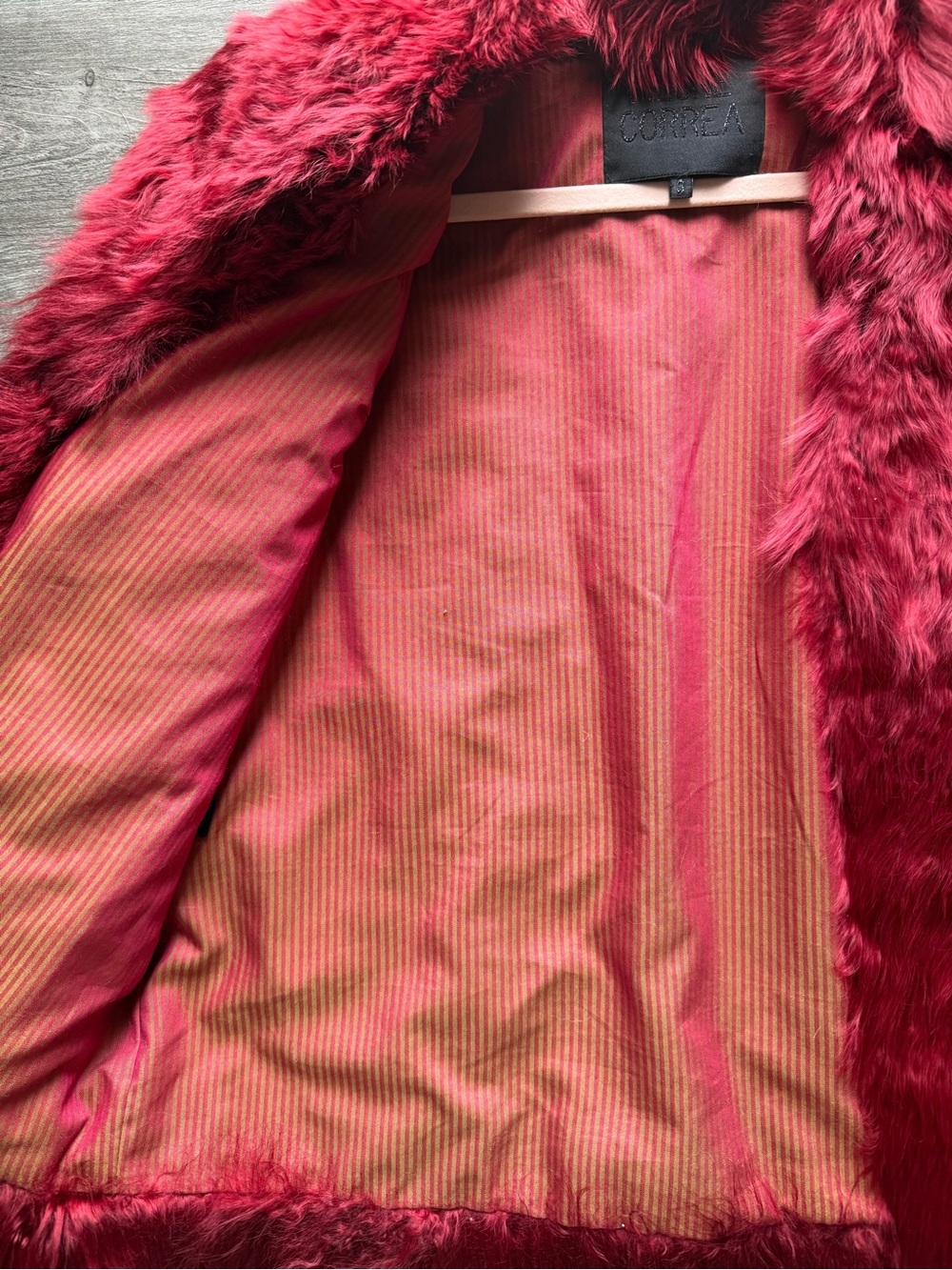 Mche Correa Alpaca Fur Jacket - Burgundy Red View 2